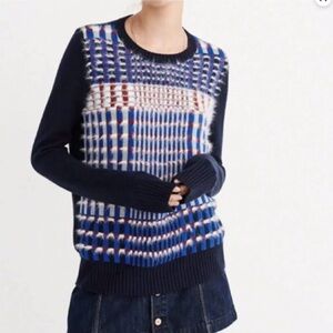 Abercrombie & Fitch Fuzzy Plaid Crew Neck Sweater Small